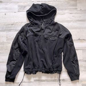 Athleta Pullover Fleece Cropped Spring Jacket Black